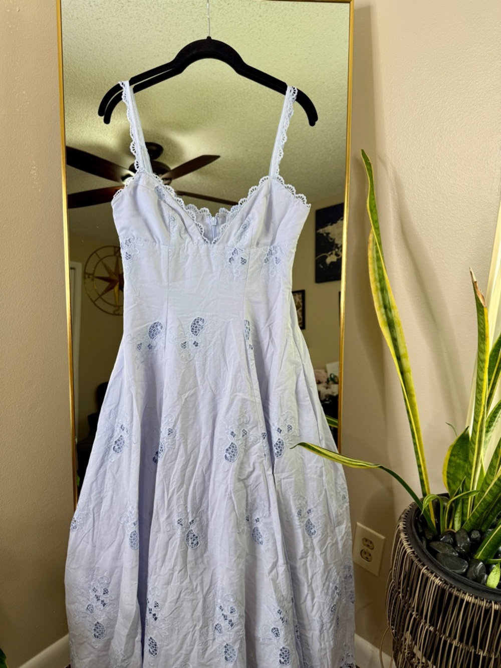 House of CB TATIANA Bluebell Lace + Cotton Broderie Anglais Midi Sundress NWOT - Picture 7 of 11